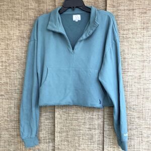 KuwallaTee cropped cotton hoodie color teal